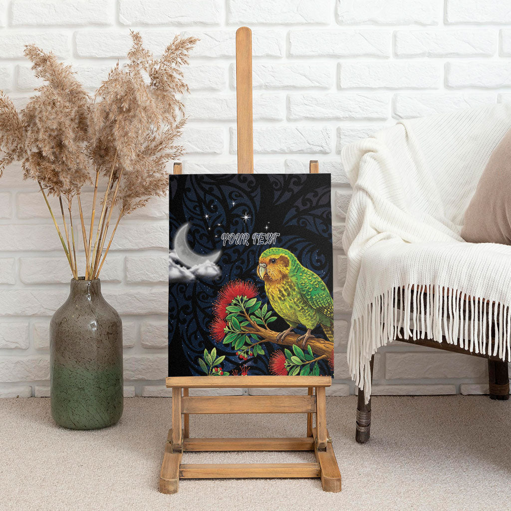New Zealand Kakapo Matariki Personalised Canvas Wall Art Pohutukawa Flower Galaxy Maori Pattern