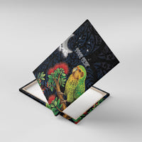 New Zealand Kakapo Matariki Personalised Canvas Wall Art Pohutukawa Flower Galaxy Maori Pattern