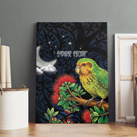 New Zealand Kakapo Matariki Personalised Canvas Wall Art Pohutukawa Flower Galaxy Maori Pattern