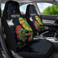 New Zealand Kakapo Matariki Personalised Car Seat Cover Pohutukawa Flower Galaxy Maori Pattern LT22 - Polynesian Pride