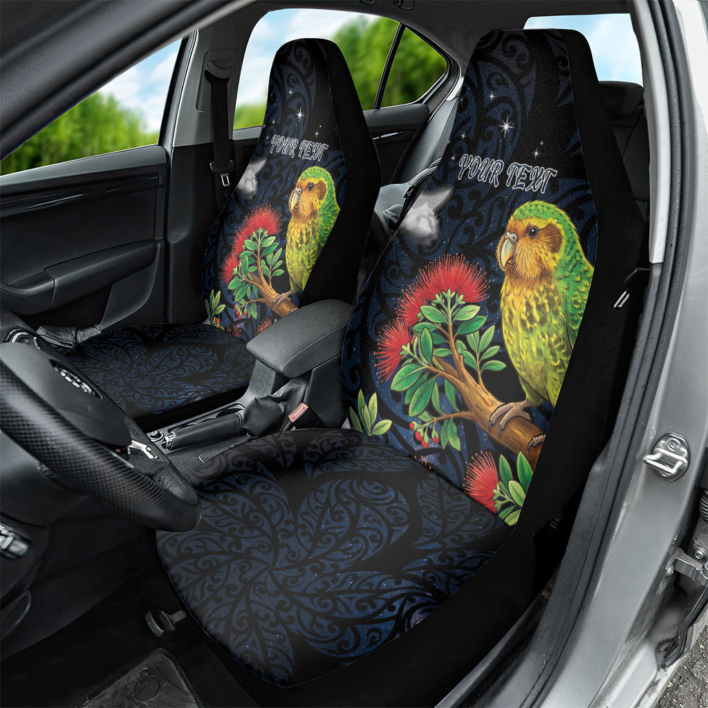 New Zealand Kakapo Matariki Personalised Car Seat Cover Pohutukawa Flower Galaxy Maori Pattern LT22 - Polynesian Pride