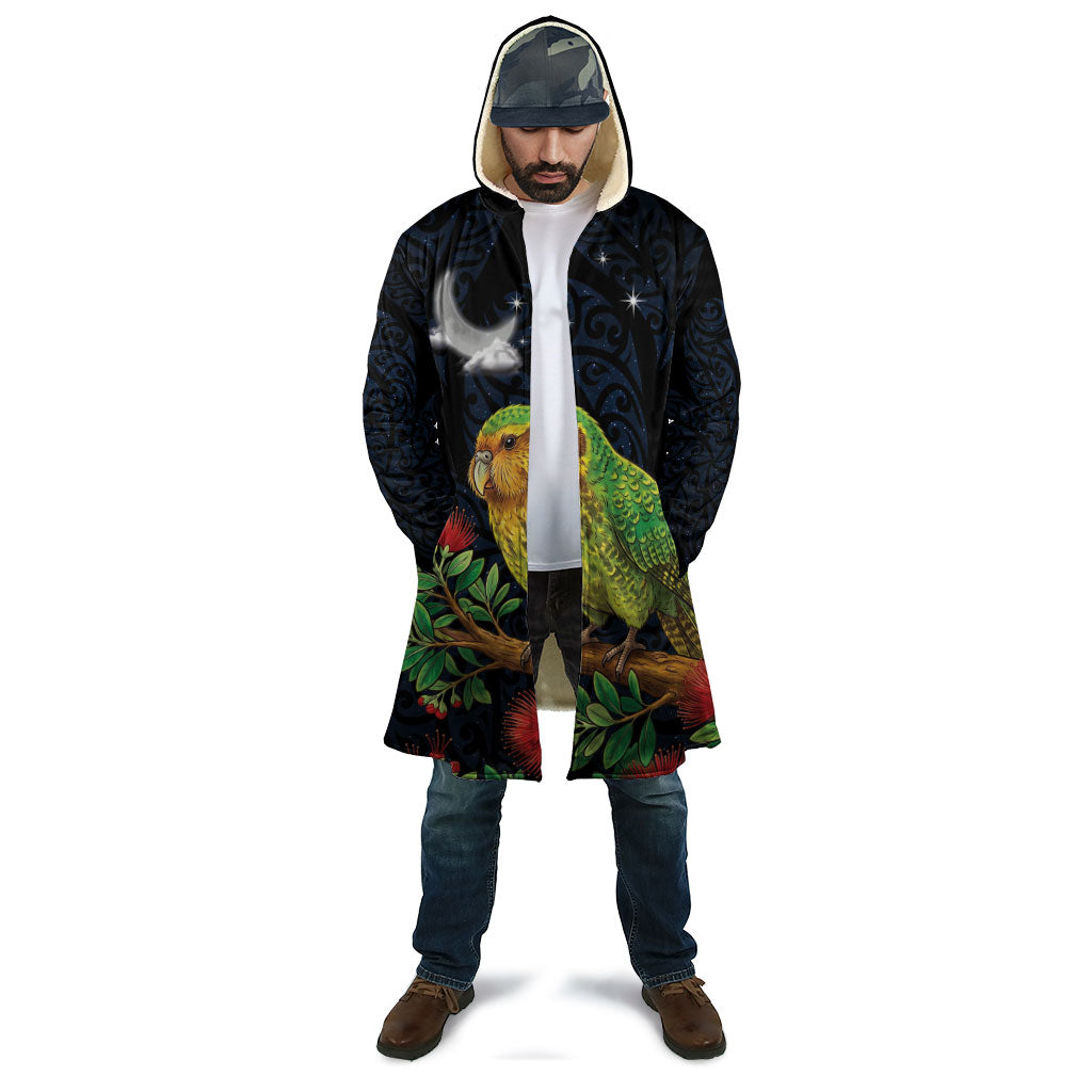 New Zealand Kakapo Matariki Personalised Cloak Pohutukawa Flower Galaxy Maori Pattern