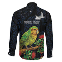 New Zealand Kakapo Matariki Personalised Family Matching Off The Shoulder Long Sleeve Dress and Hawaiian Shirt Pohutukawa Flower Galaxy Maori Pattern LT22 - Polynesian Pride