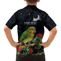 New Zealand Kakapo Matariki Personalised Family Matching Puletasi and Hawaiian Shirt Pohutukawa Flower Galaxy Maori Pattern LT22 - Polynesian Pride