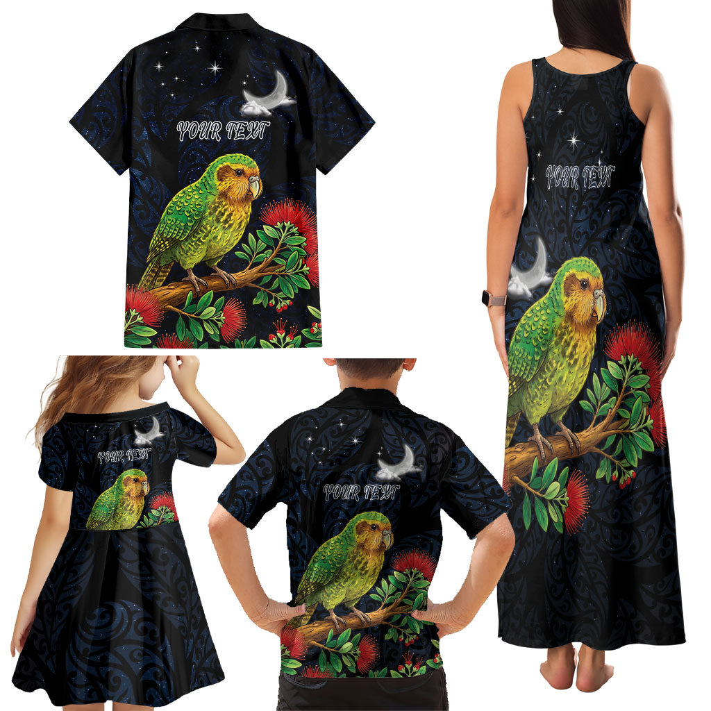 New Zealand Kakapo Matariki Personalised Family Matching Tank Maxi Dress and Hawaiian Shirt Pohutukawa Flower Galaxy Maori Pattern LT22 - Polynesian Pride