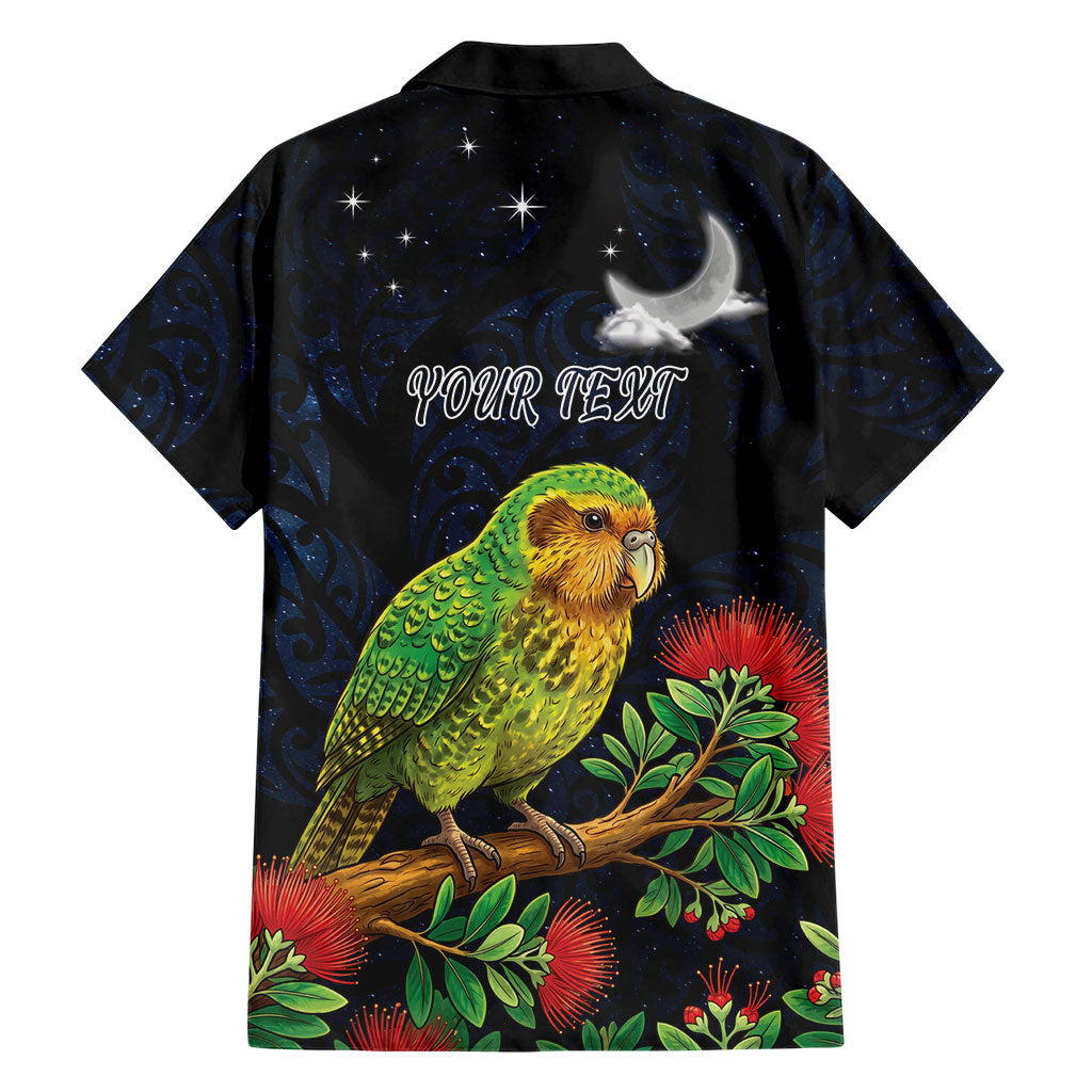 New Zealand Kakapo Matariki Personalised Hawaiian Shirt Pohutukawa Flower Galaxy Maori Pattern