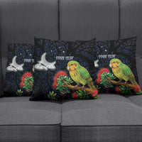 New Zealand Kakapo Matariki Personalised Pillow Cover Pohutukawa Flower Galaxy Maori Pattern
