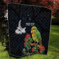 New Zealand Kakapo Matariki Personalised Quilt Pohutukawa Flower Galaxy Maori Pattern