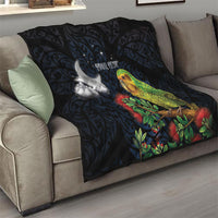 New Zealand Kakapo Matariki Personalised Quilt Pohutukawa Flower Galaxy Maori Pattern