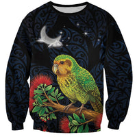 New Zealand Kakapo Matariki Personalised Sweatshirt Pohutukawa Flower Galaxy Maori Pattern