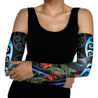 Tui Bird Kakabeak New Zealand Arm Sleeves Clianthus Galaxy Maori Koru Pattern