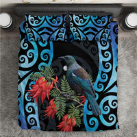Tui Bird Kakabeak New Zealand Bedding Set Clianthus Galaxy Maori Koru Pattern
