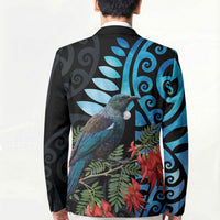 Tui Bird Kakabeak New Zealand Blazer Clianthus Galaxy Maori Koru Pattern
