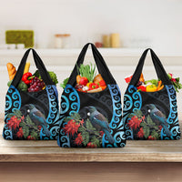 Tui Bird Kakabeak New Zealand Grocery Bag Clianthus Galaxy Maori Koru Pattern
