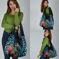 Tui Bird Kakabeak New Zealand Grocery Bag Clianthus Galaxy Maori Koru Pattern