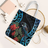 Tui Bird Kakabeak New Zealand Tote Bag Clianthus Galaxy Maori Koru Pattern