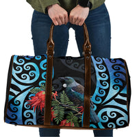Tui Bird Kakabeak New Zealand Travel Bag Clianthus Galaxy Maori Koru Pattern