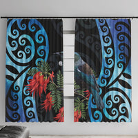 Tui Bird Kakabeak New Zealand Window Curtain Clianthus Galaxy Maori Koru Pattern