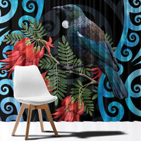 Tui Bird Kakabeak New Zealand Window Curtain Clianthus Galaxy Maori Koru Pattern