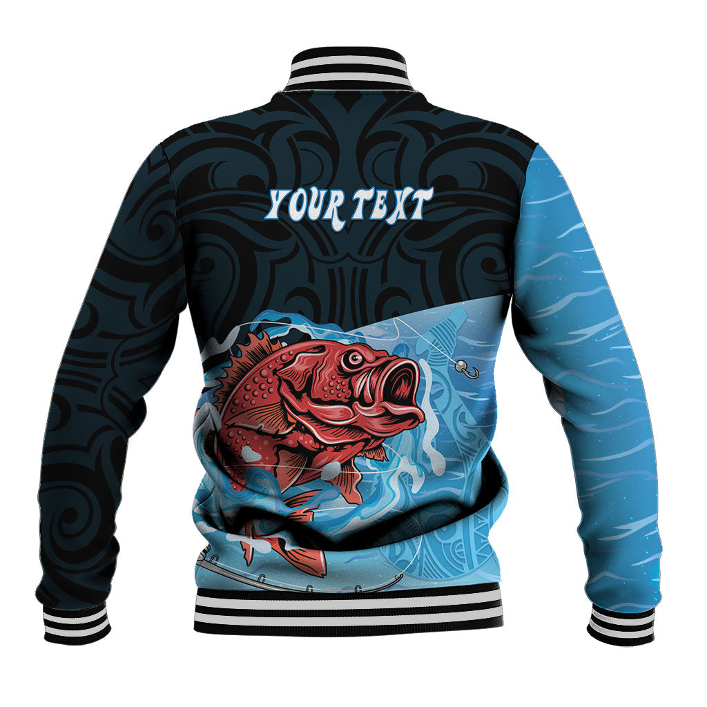 Personalised Snapper Fishing New Zealand Baseball Jacket Tamure Fish Hook Maori Pattern