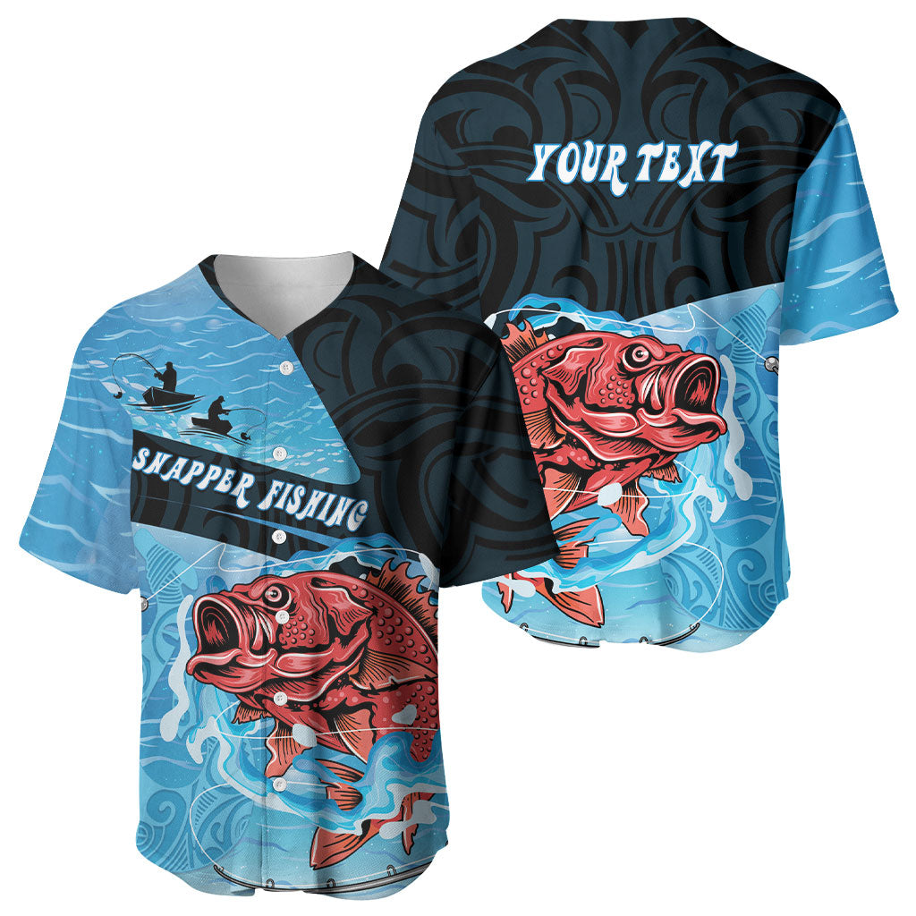 Personalised Snapper Fishing New Zealand Baseball Jersey Tamure Fish Hook Maori Pattern