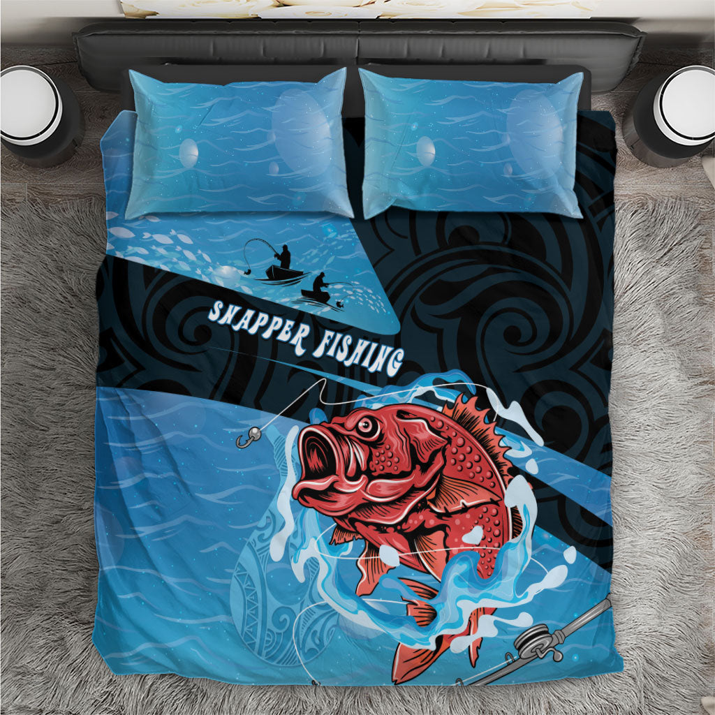 Snapper Fishing New Zealand Bedding Set Tamure Fish Hook Maori Pattern