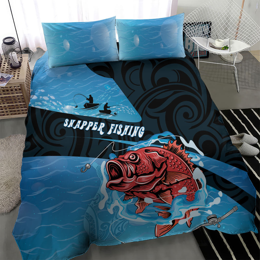 Snapper Fishing New Zealand Bedding Set Tamure Fish Hook Maori Pattern
