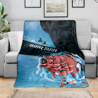 Snapper Fishing New Zealand Blanket Tamure Fish Hook Maori Pattern
