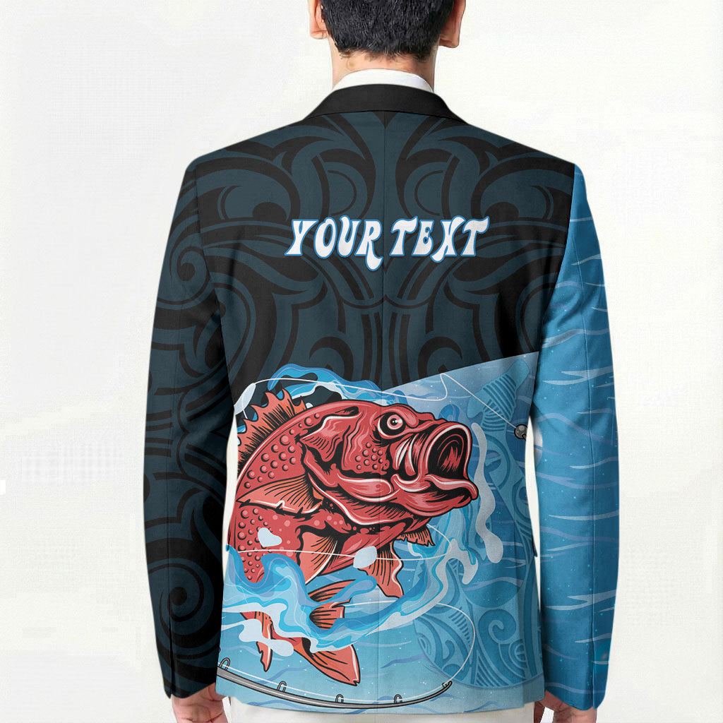 Personalised Snapper Fishing New Zealand Blazer Tamure Fish Hook Maori Pattern