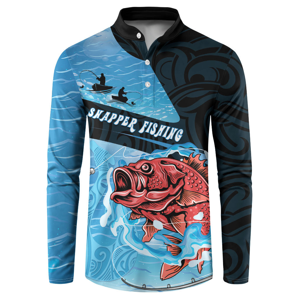 Personalised Snapper Fishing New Zealand Button Sweatshirt Tamure Fish Hook Maori Pattern