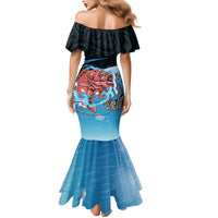 Personalised Snapper Fishing New Zealand Family Matching Mermaid Dress and Hawaiian Shirt Tamure Fish Hook Maori Pattern LT22 - Polynesian Pride