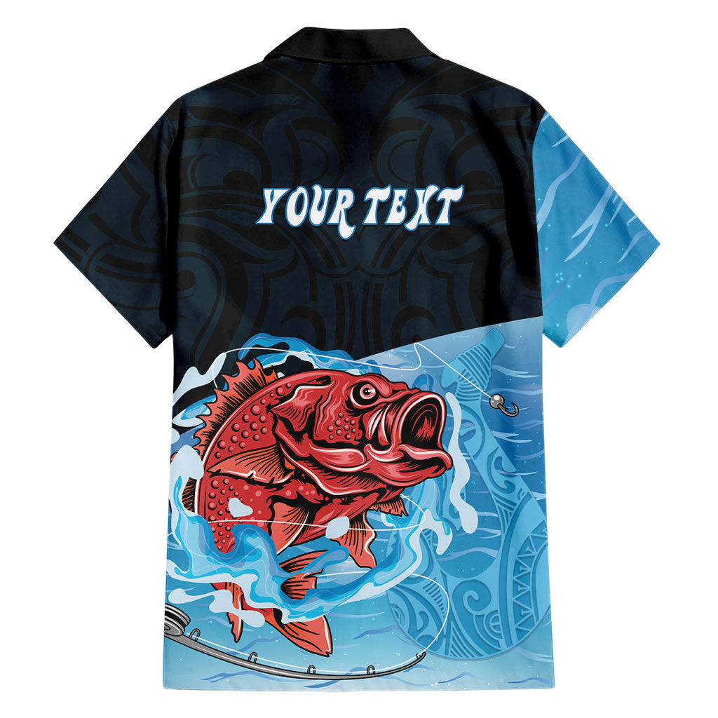 Personalised Snapper Fishing New Zealand Family Matching Off Shoulder Short Dress and Hawaiian Shirt Tamure Fish Hook Maori Pattern LT22 - Polynesian Pride
