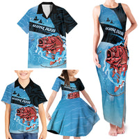 Personalised Snapper Fishing New Zealand Family Matching Tank Maxi Dress and Hawaiian Shirt Tamure Fish Hook Maori Pattern LT22 - Polynesian Pride