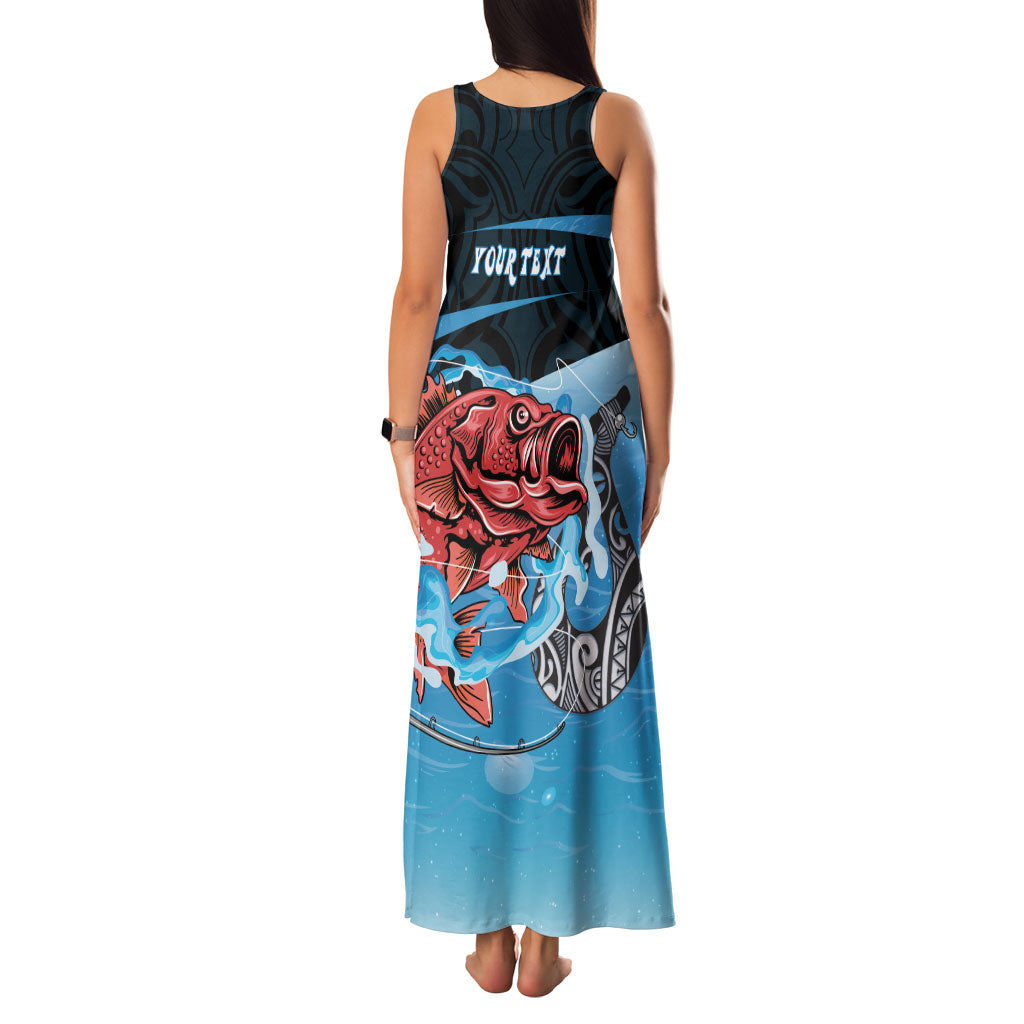 Personalised Snapper Fishing New Zealand Family Matching Tank Maxi Dress and Hawaiian Shirt Tamure Fish Hook Maori Pattern LT22 - Polynesian Pride