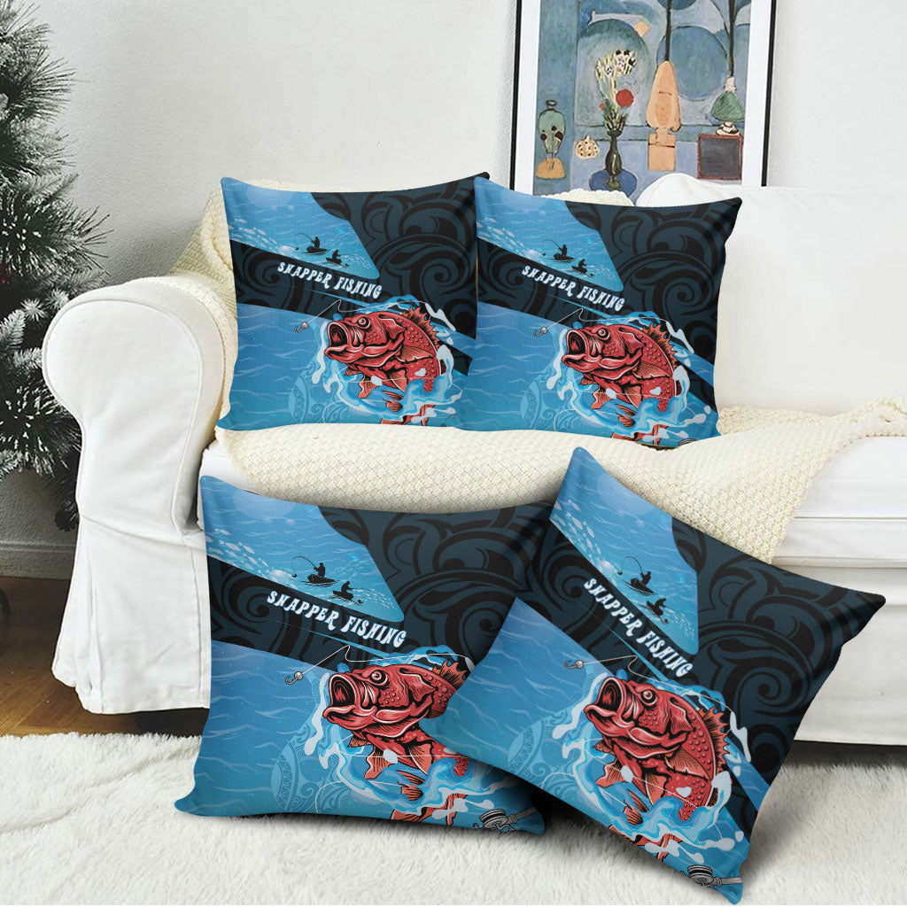 Snapper Fishing New Zealand Pillow Cover Tamure Fish Hook Maori Pattern