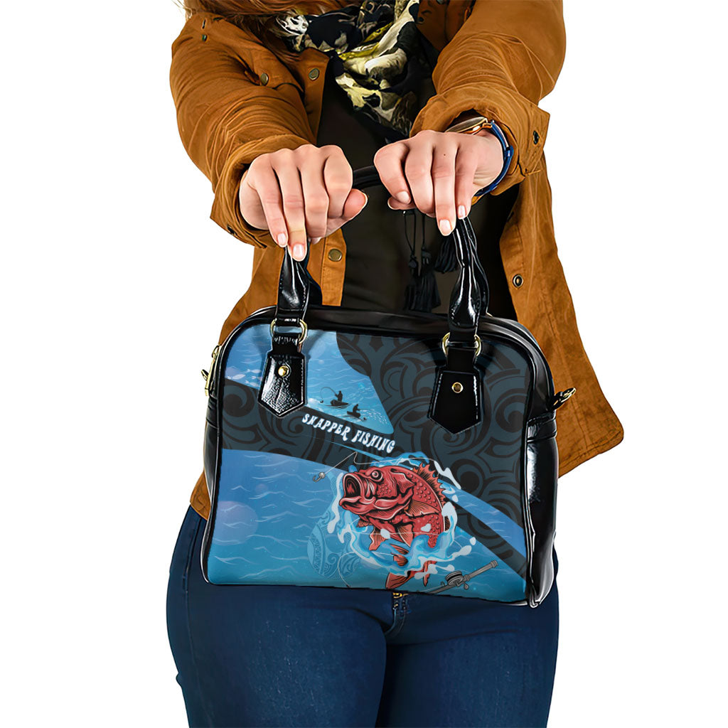 Snapper Fishing New Zealand Shoulder Handbag Tamure Fish Hook Maori Pattern