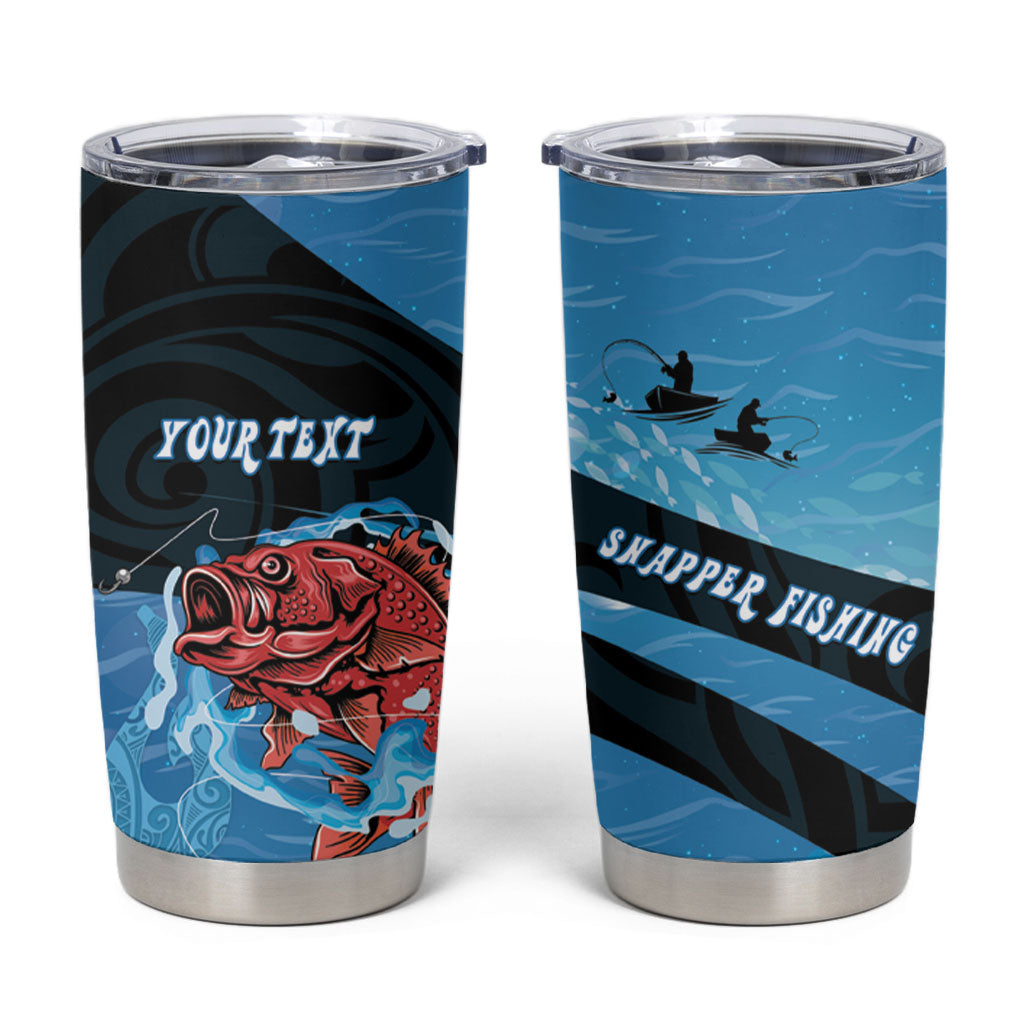 Personalised Snapper Fishing New Zealand Tumbler Cup Tamure Fish Hook Maori Pattern