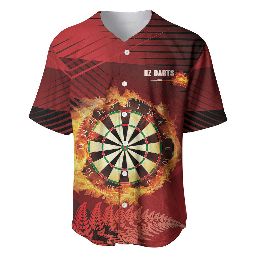 Personalised Darts New Zealand Baseball Jersey Silver Fern Red Color