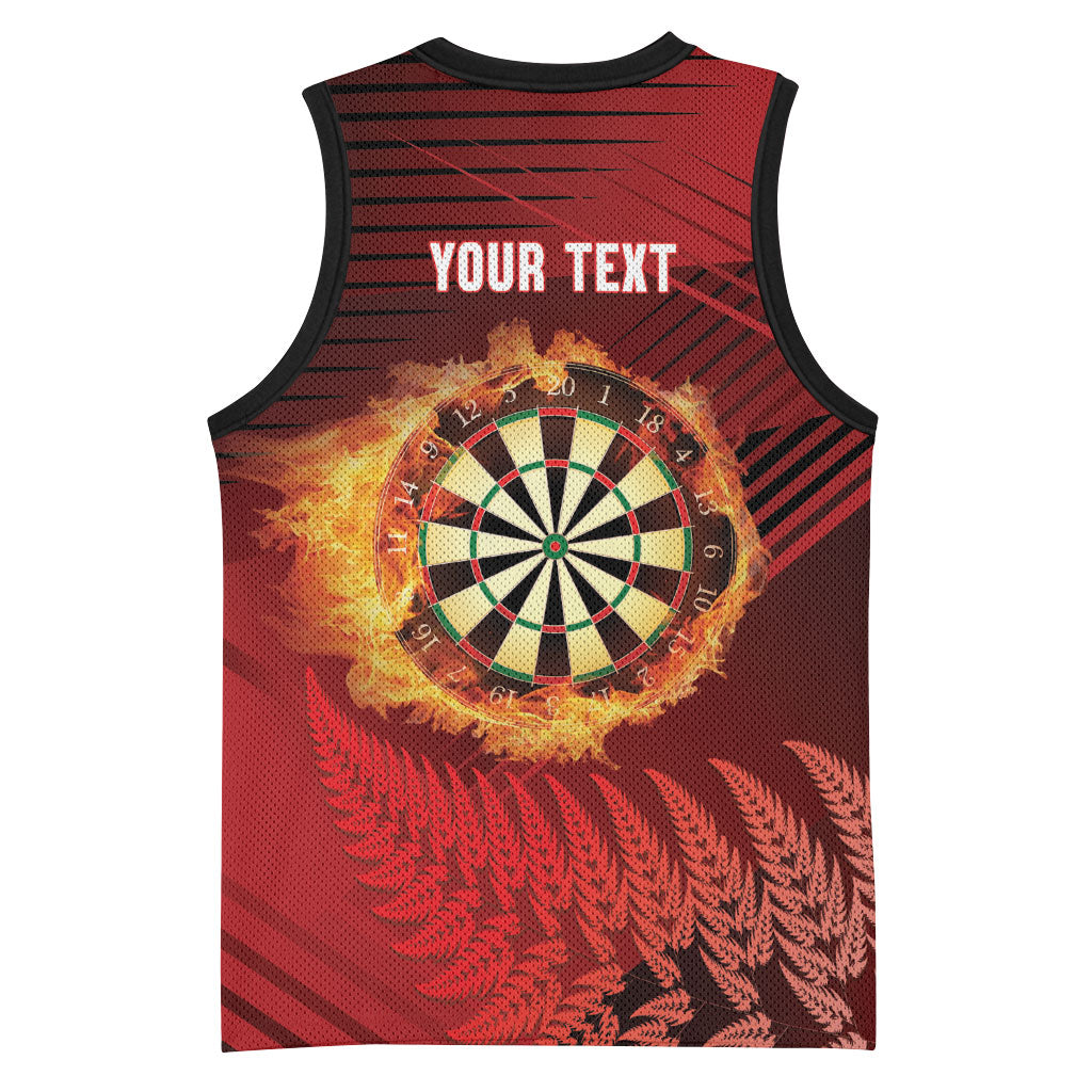 Personalised Darts New Zealand Basketball Jersey Silver Fern Red Color