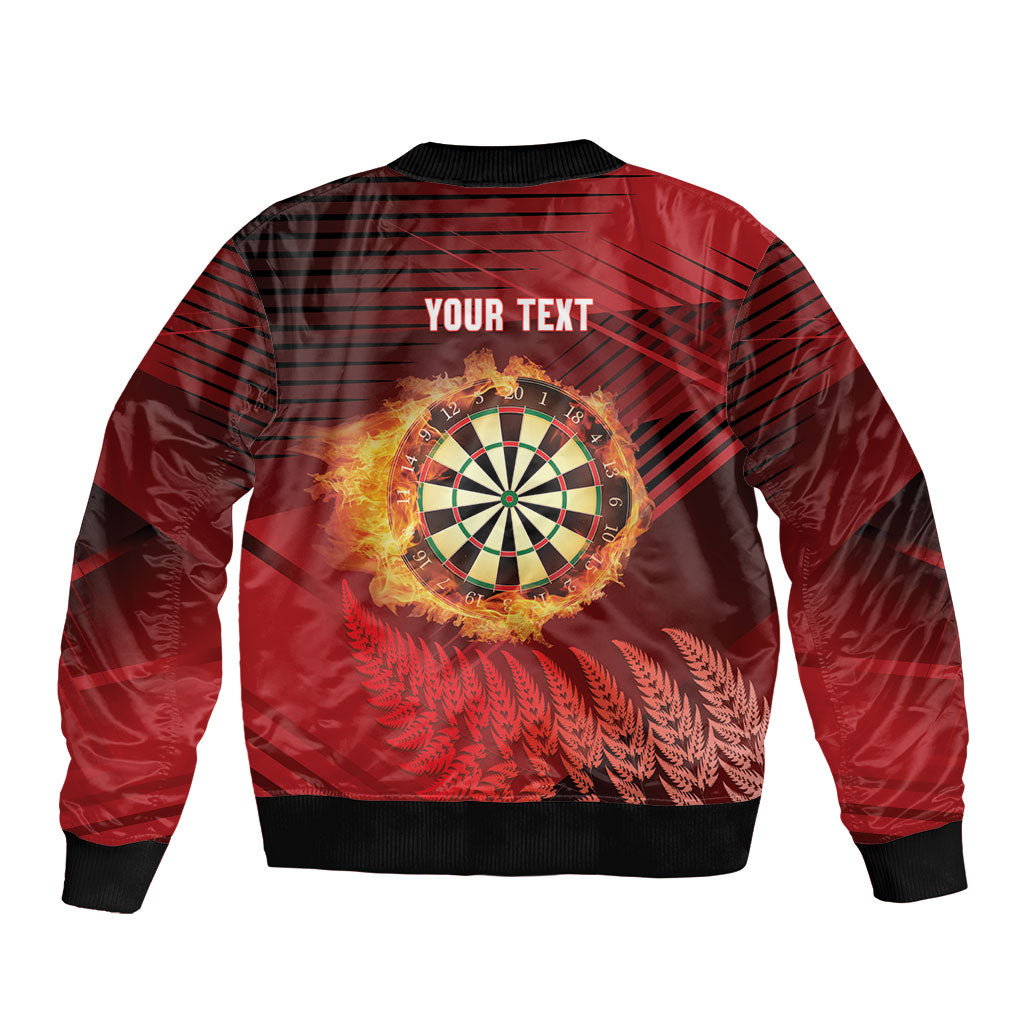 Personalised Darts New Zealand Bomber Jacket Silver Fern Red Color