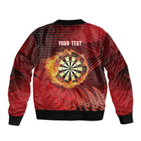 Personalised Darts New Zealand Bomber Jacket Silver Fern Red Color