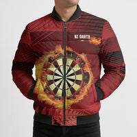 Personalised Darts New Zealand Bomber Puffer Jacket Silver Fern Red Color