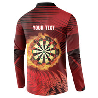 Personalised Darts New Zealand Button Sweatshirt Silver Fern Red Color
