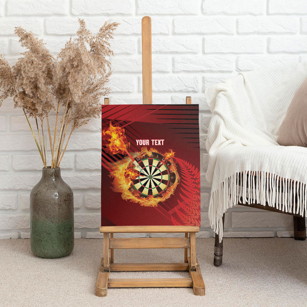 Personalised Darts New Zealand Canvas Wall Art Silver Fern Red Color