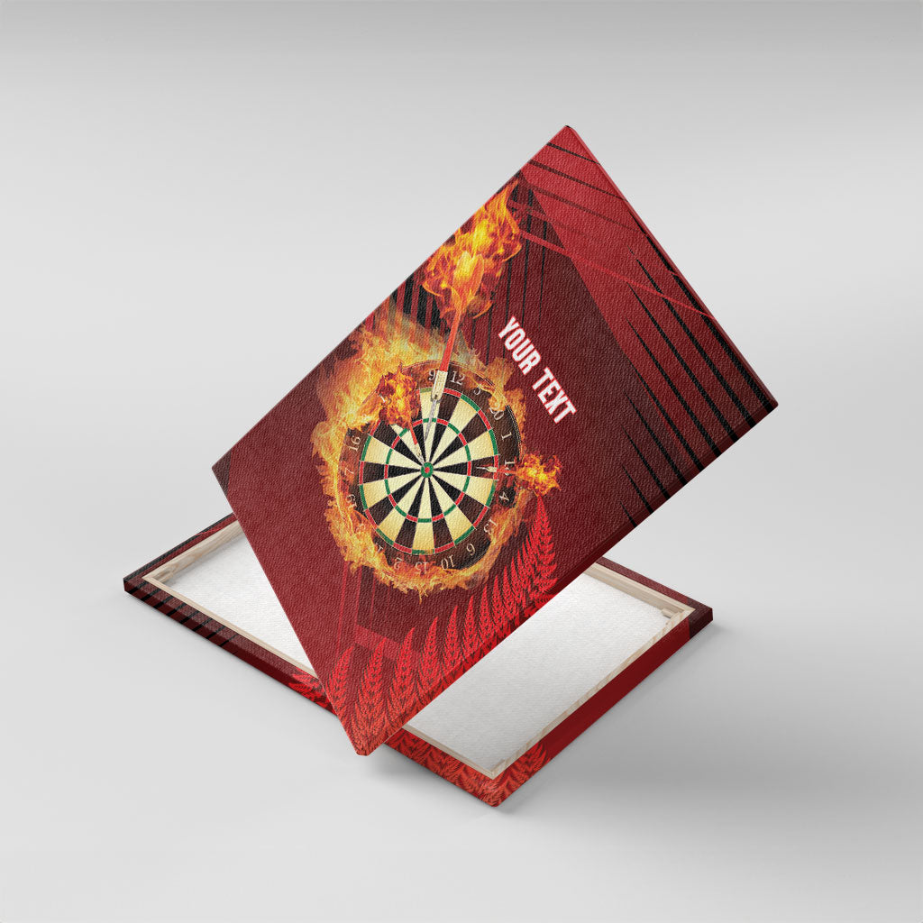 Personalised Darts New Zealand Canvas Wall Art Silver Fern Red Color