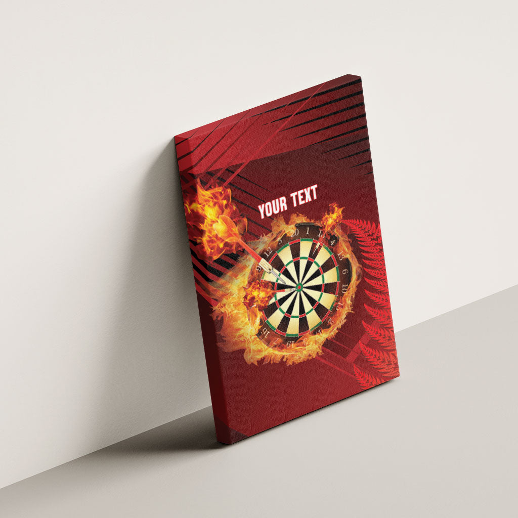Personalised Darts New Zealand Canvas Wall Art Silver Fern Red Color