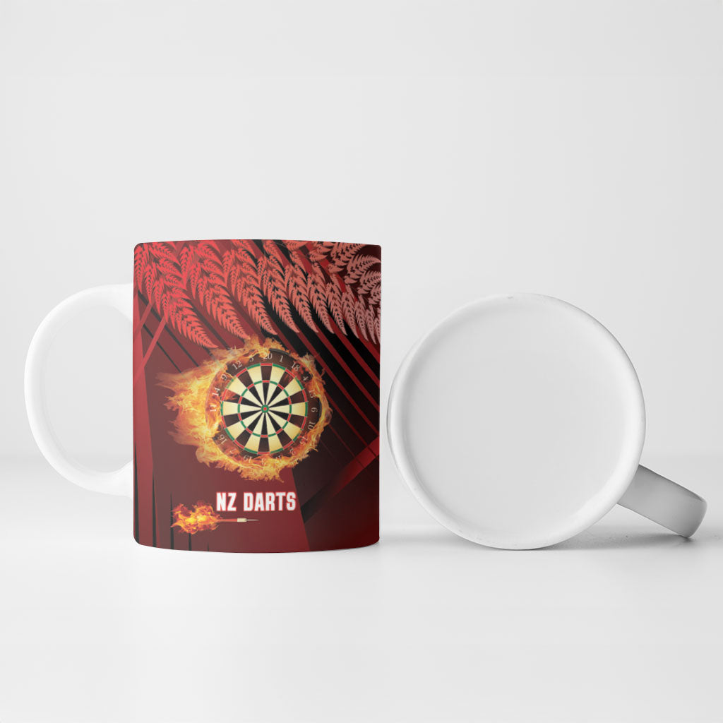Personalised Darts New Zealand Ceramic Mug Silver Fern Red Color
