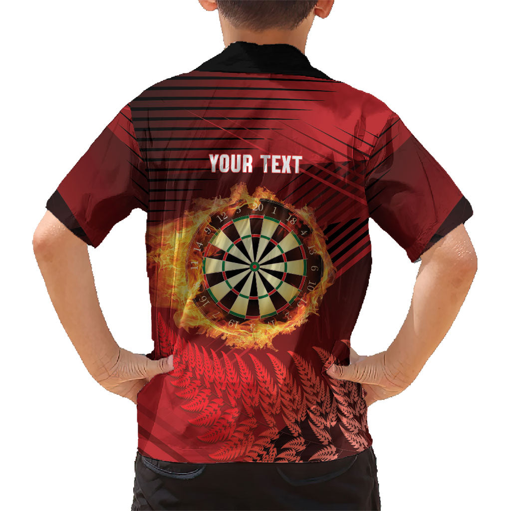 Personalised Darts New Zealand Family Matching Mermaid Dress and Hawaiian Shirt Silver Fern Red Color LT22 - Polynesian Pride