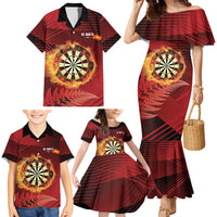 Personalised Darts New Zealand Family Matching Mermaid Dress and Hawaiian Shirt Silver Fern Red Color LT22 - Polynesian Pride