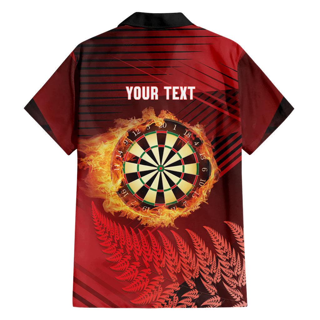 Personalised Darts New Zealand Family Matching Mermaid Dress and Hawaiian Shirt Silver Fern Red Color LT22 - Polynesian Pride